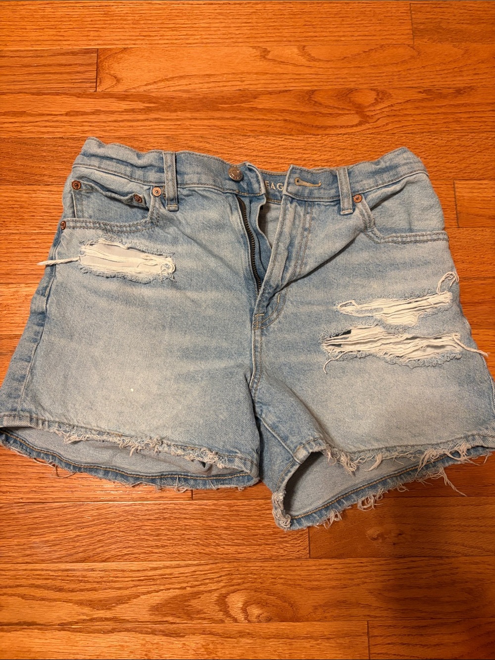 American Eagle Outfitters Light Blue Distressed Denim Shorts
